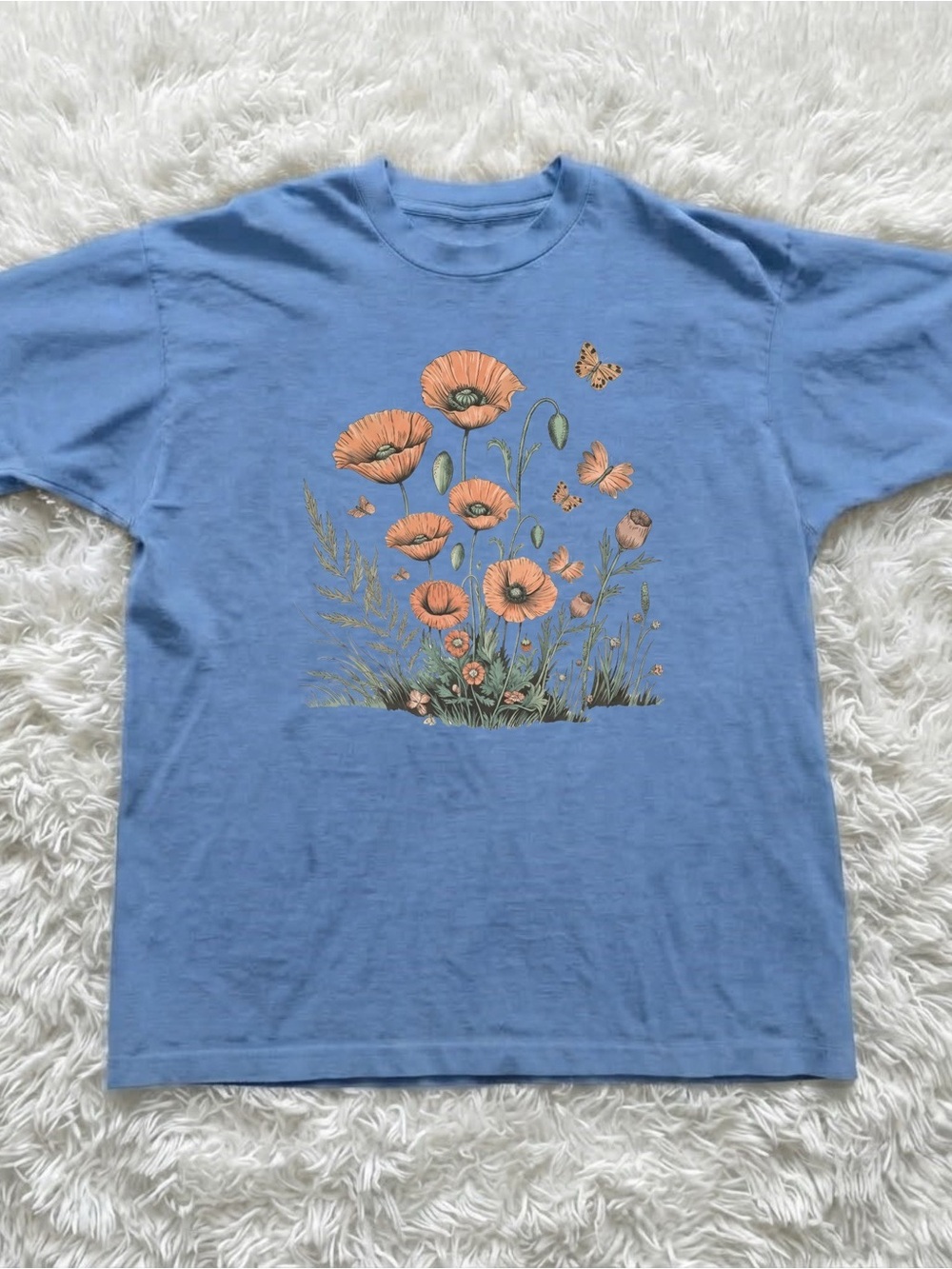 Gildan Blue Floral Poppy Graphic Tee